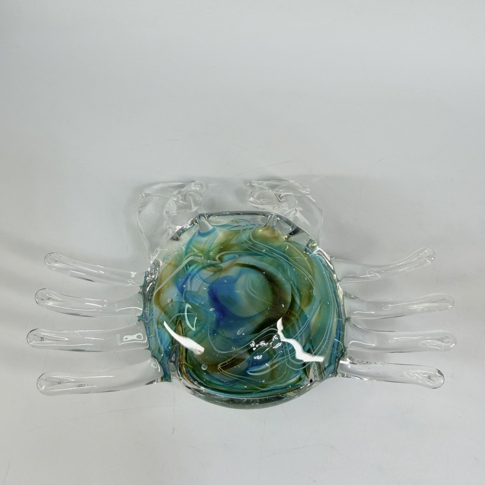 Colorful Hand Blown Glass Crab Paperweight Decor Beach Nautical Coastal Seafood - Picture 7 of 10